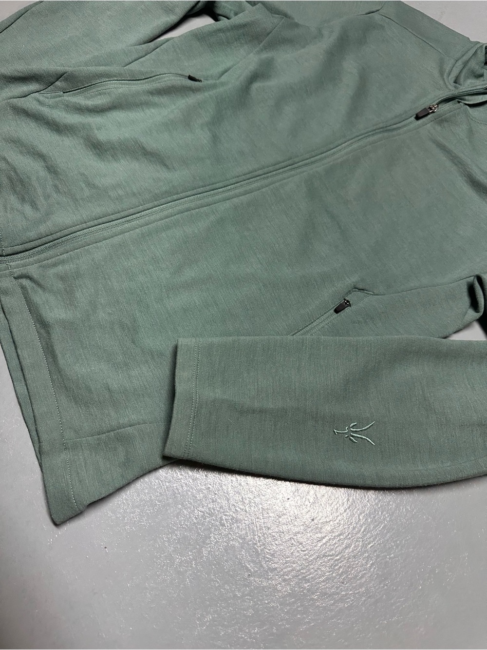 Ibex Merino Wool Shak Lite Full Zip Knit Layer Sweater Jacket Pockets Teal Green - Picture 7 of 13